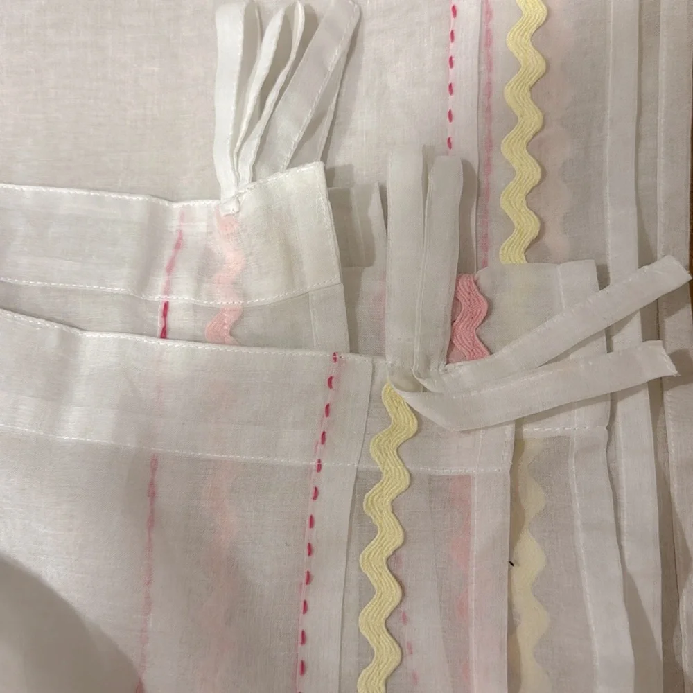 2 Pottery Barn Kids Roc Rac Sheer drapes panels  2( 44” x 96” )